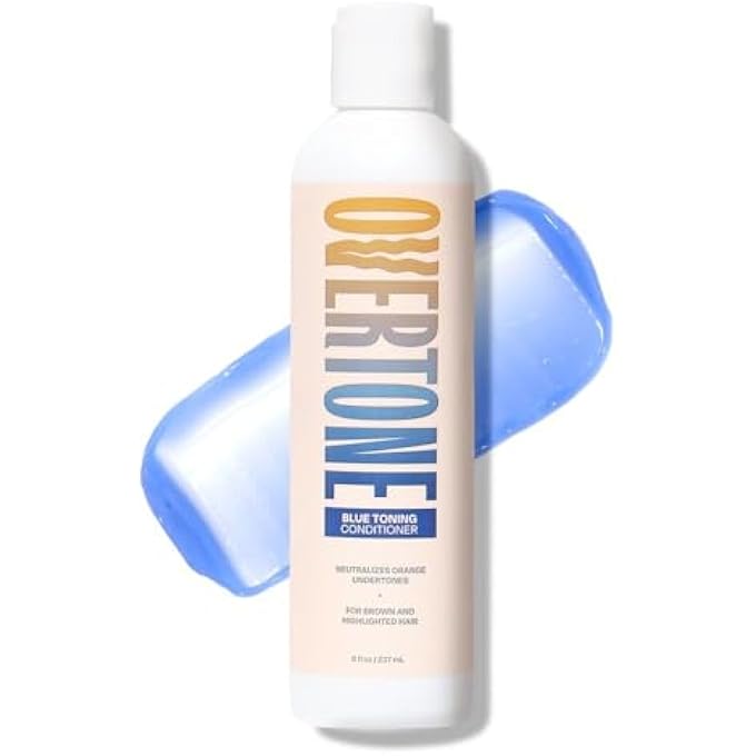 OVERTONE HAIRCARE BLUE TONING CONDITIONER - NEUTRALIZES BRASSINESS FOR BLONDE TO LIGHT BROWN HAIR - DEEPLY HYDRATING FORMULA WITH SHEA BUTTER & COCONUT OIL - VEGAN, CRUELTY-FREE, PARABEN-FREE - 8 OZ - Image 1